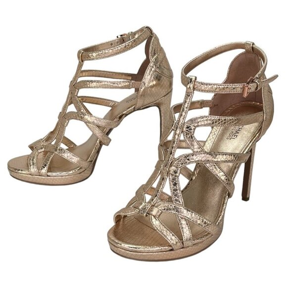 Michael Kors Sandra Soft Pink Metallic Leather Womens Heels Size 7M - Picture 8 of 12